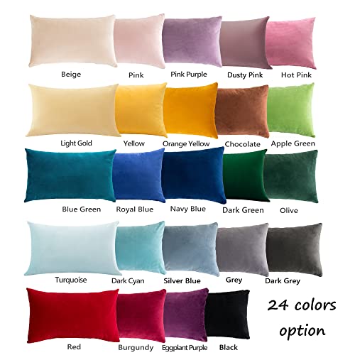 Stellhome Pack of 2 Super Soft Throw Pillow Covers Rectangle Solid Velvet Pillowcase for Bed Couch Sofa Bench, 12 x 20 inch (30 x 50 cm), Pink - Image 4