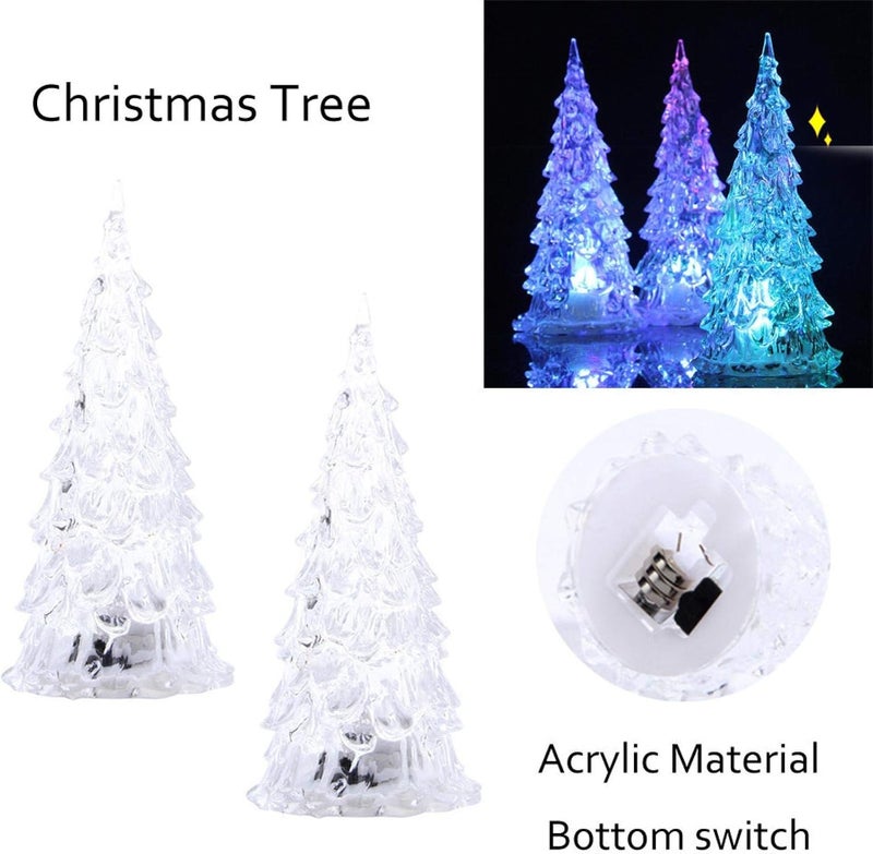 comfrt 3 Pcs Lighted Christmas Tree Colorful LED Acrylic Night Light Table Top Holiday Decoration Set of 3 Multicolored Light Up Glitter Tabletop Figurine (6.49inchs) - Image 2