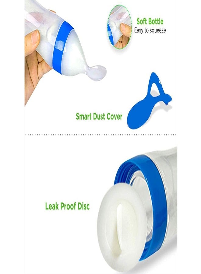 Krido Silicone Easy Squeezy Baby Food Feeder with Spoon, 90ml, BPA-Free, Mess-Free Squeeze Dispenser, Built-in Stand Pack of 2 - Image 4