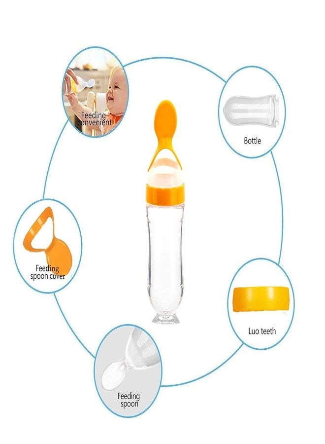 Krido Silicone Easy Squeezy Baby Food Feeder with Spoon, 90ml, BPA-Free, Mess-Free Squeeze Dispenser, Built-in Stand Pack of 2 - Image 3