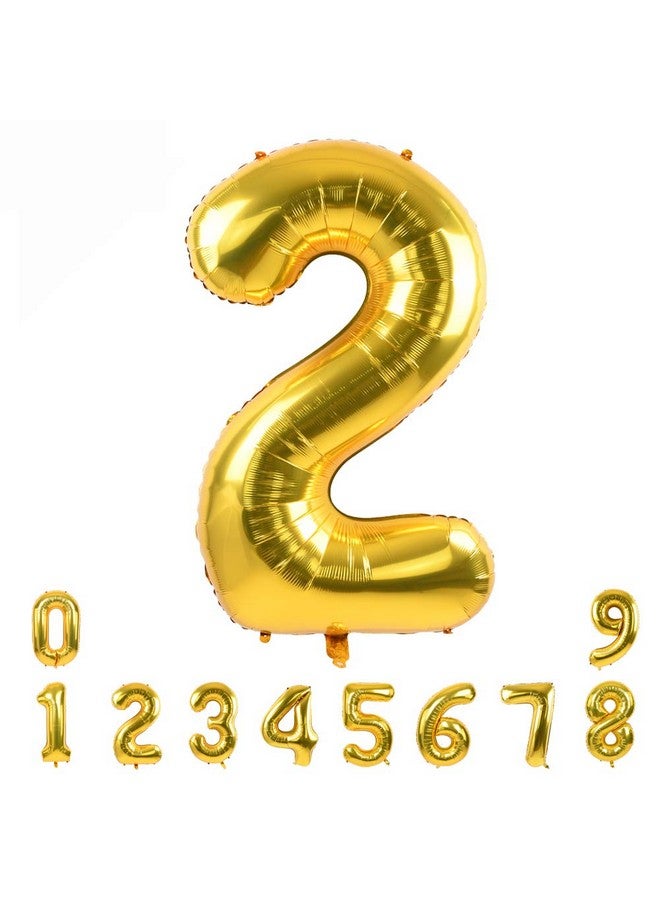 TONIFUL 40 Inch Gold Large Numbers Balloon 0-9 Birthday Party Decorations,Foil Mylar Big Number Balloon Digital 2 For Birthday Party,Wedding, Bridal Shower Engagement Photo Shoot, Anniversary - Image 1