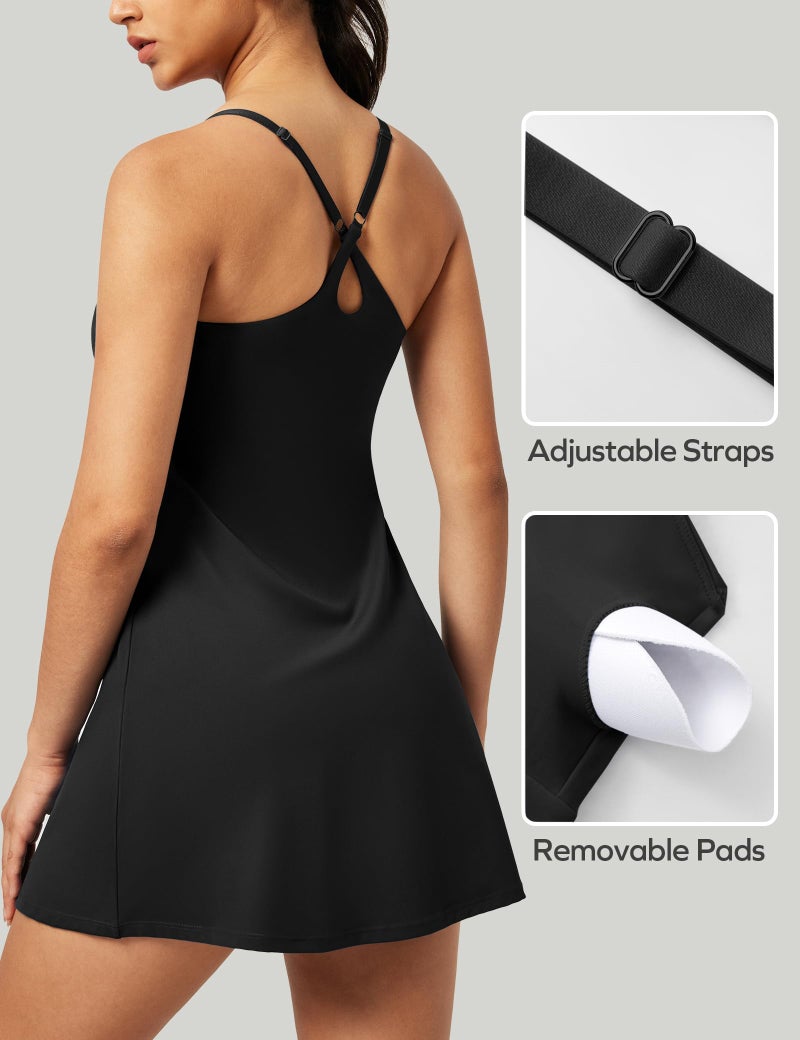 IUGA Athletic Dress for Women Tennis Dress with Built-in Shorts and Bra, Workout Golf Summer Dresses with Pockets - Image 3