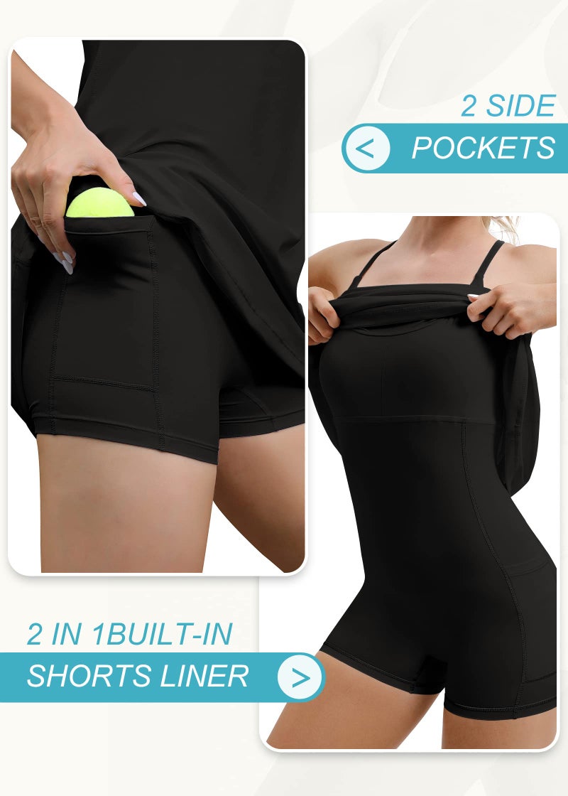 IUGA Athletic Dress for Women Tennis Dress with Built-in Shorts and Bra, Workout Golf Summer Dresses with Pockets - Image 4