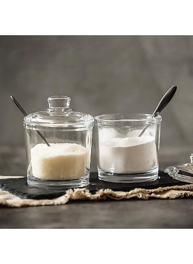 Classic Clear Glass Sugar Bowl Set with Lid Serving Spoon Salt Pot Pepper Storage Jar Seasoning Pot Dispenser Container Sugar Box Condiment Spice Racks Holder for Kitchen - Image 5
