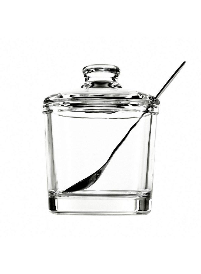 Classic Clear Glass Sugar Bowl Set with Lid Serving Spoon Salt Pot Pepper Storage Jar Seasoning Pot Dispenser Container Sugar Box Condiment Spice Racks Holder for Kitchen - Image 1