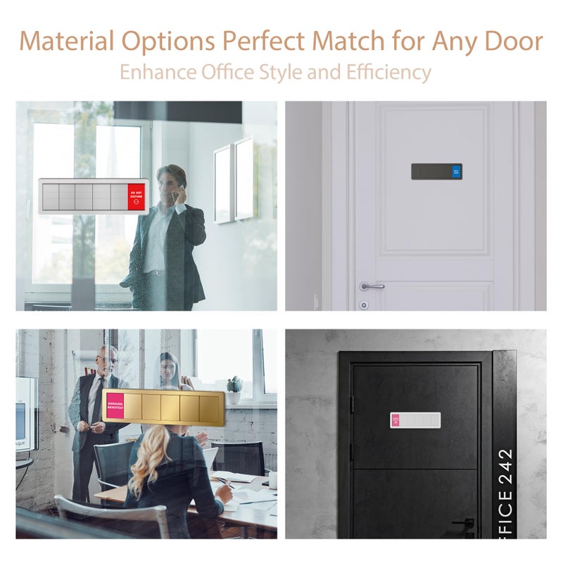 EliteSign Office Door Signs -6 Options Do Not Disturb, In A Meeting, Out Of Office, Working Remotely, Back Soon Please Knock,Privacy Door Slider Sign for Meeting & Conference Room Brushed Gold - Image 4