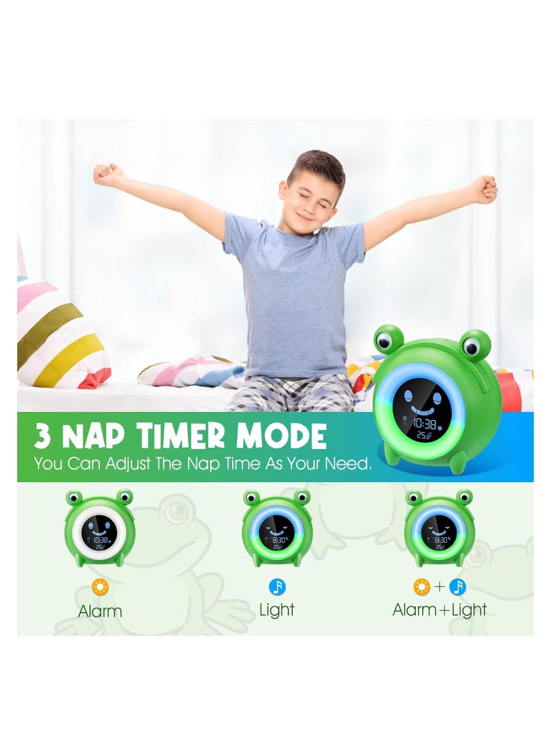 Kids Alarm Clock, Sleep Trainer Clock Sun & Moon Rise Kids Toddler Clock Children's Sound Machine Wake Up Light & Colorful Night Light Teach Kids Day & Night Digital Bedside Clock  - Image 4
