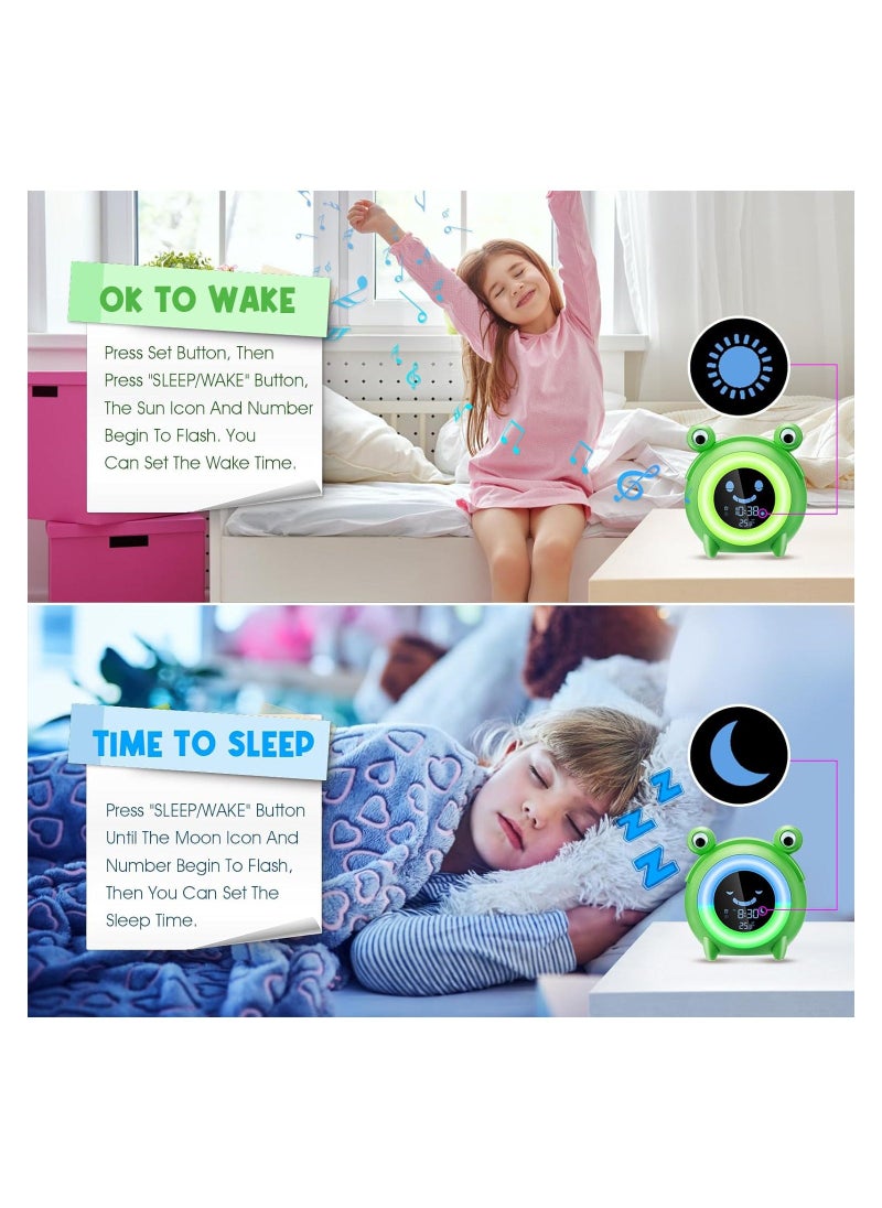 Kids Alarm Clock, Sleep Trainer Clock Sun & Moon Rise Kids Toddler Clock Children's Sound Machine Wake Up Light & Colorful Night Light Teach Kids Day & Night Digital Bedside Clock  - Image 5