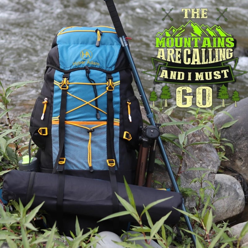 Hyper Adam حقائب الظهر | حقيبة سفر بسعة 75 لتر للرجال | حقيبة سياحية للسفر | حقيبة ظهر للتنزه والتخييم في الجبال | غطاء مطري - Image 4