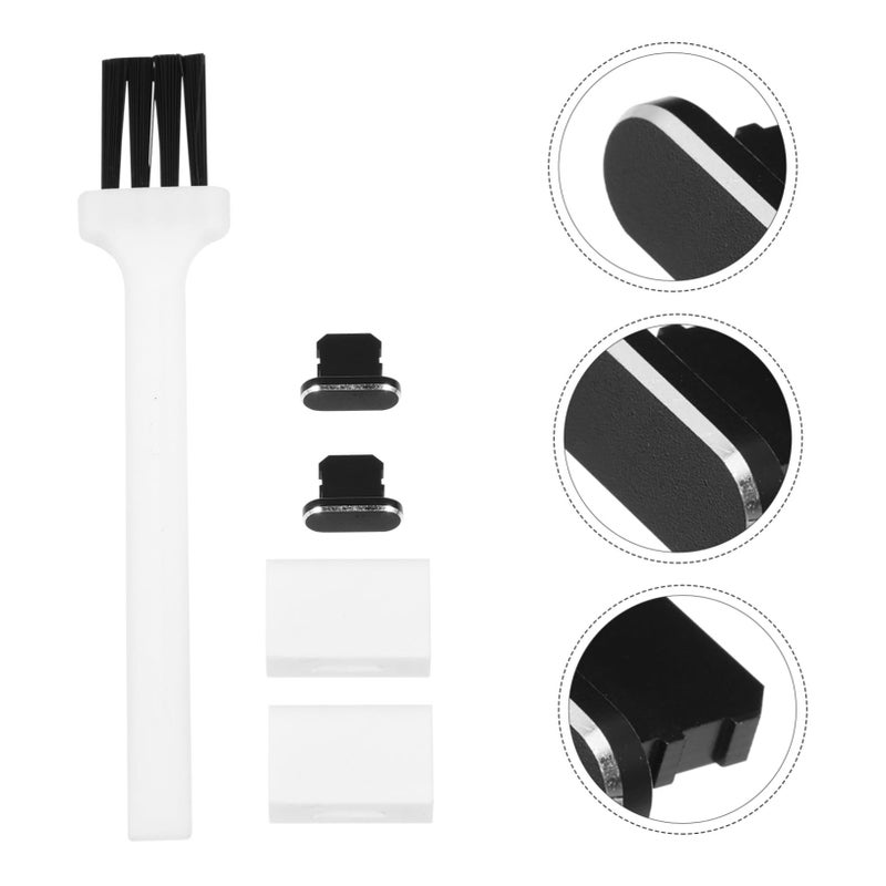 Dust Plug Cleaning Brush Set Phone Charging Port Protector Black - Image 5
