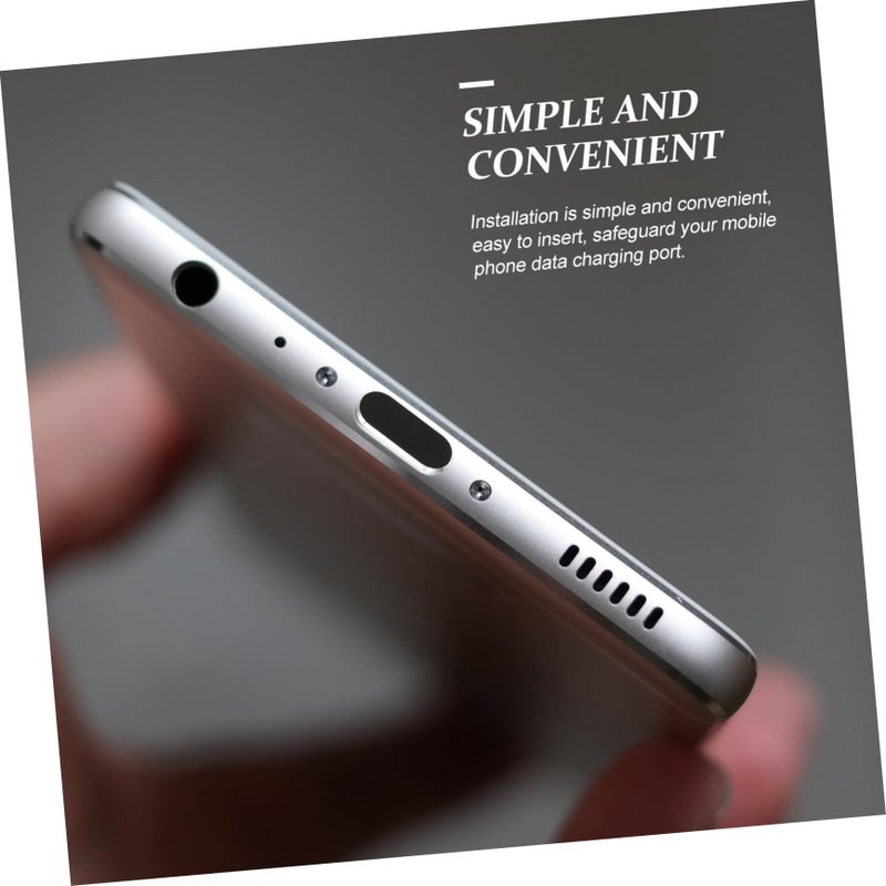Dust Plug Cleaning Brush Set Phone Charging Port Protector Black - Image 4