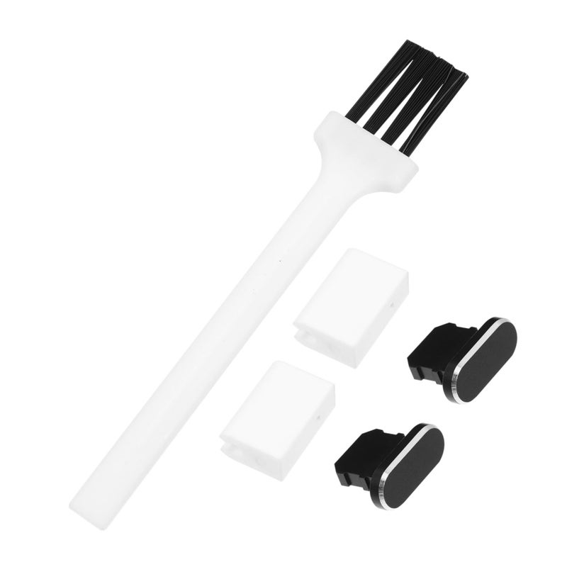 Dust Plug Cleaning Brush Set Phone Charging Port Protector Black - Image 2