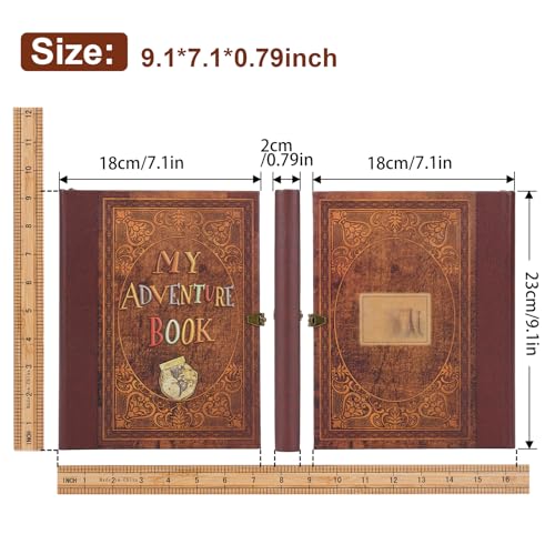 Tpudn My Adventure Book Scrapbook 124 Pages Retro Style Embossed Photo Album,DIY Handmade Memory Travel Diary Photo Scrapbook for Couples,Anniversary,Wedding,Valentines Day Gifts(Brown) - Image 2