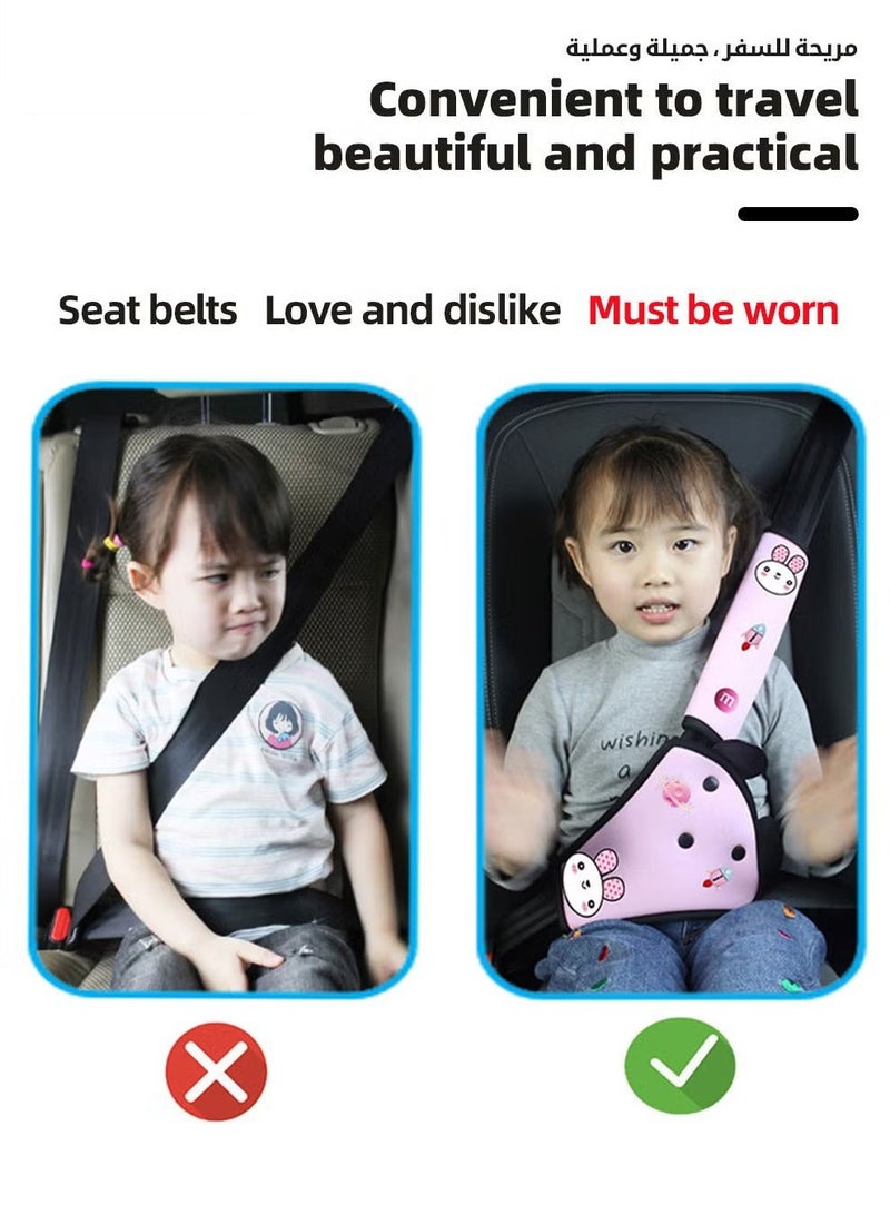 DURKU Children Car Seat Belt Adjuster＆Covers, Kids Seatbelt Cover Pads for Neck Support, Toddler Safety Shoulder Positioner, Head-Rest Seatbelt Pillow for Travel＆Driving, Set of 2 - Image 3