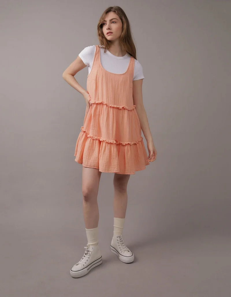 امريكان ايجل فستان ميني بيبي دول مزين بطبقات مكشكشة