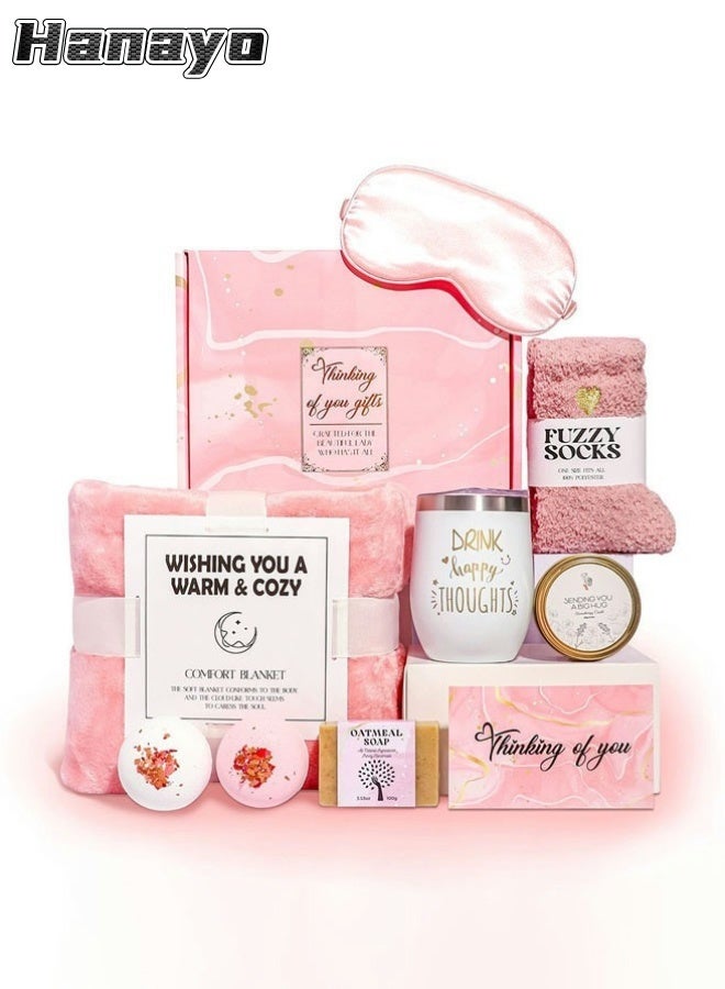 Hanayo Gift Set Gifts for Women Happy Birthday Gifts Basket for Women Spa Gift Set for Ladies 10 PCS Spa Gift Basket Set with Gift Box Relaxation Bath Gift Set for Wife and Best Friend(Pink) - Image 1