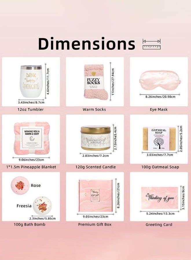 Hanayo Gift Set Gifts for Women Happy Birthday Gifts Basket for Women Spa Gift Set for Ladies 10 PCS Spa Gift Basket Set with Gift Box Relaxation Bath Gift Set for Wife and Best Friend(Pink) - Image 3