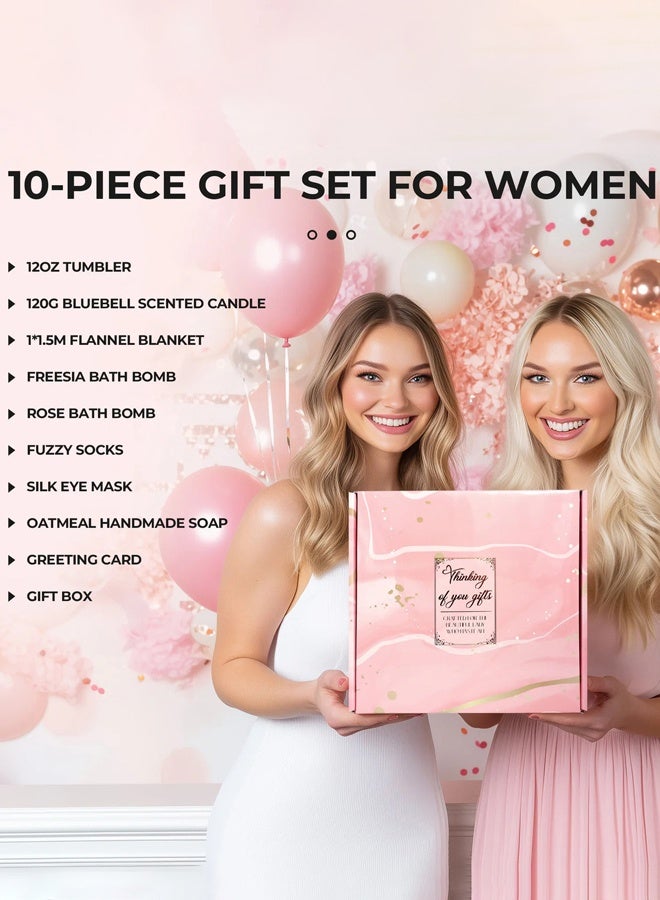Hanayo Gift Set Gifts for Women Happy Birthday Gifts Basket for Women Spa Gift Set for Ladies 10 PCS Spa Gift Basket Set with Gift Box Relaxation Bath Gift Set for Wife and Best Friend(Pink) - Image 2