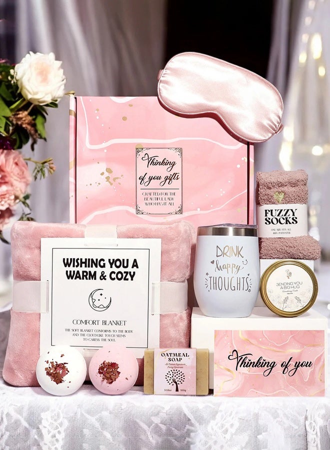 Hanayo Gift Set Gifts for Women Happy Birthday Gifts Basket for Women Spa Gift Set for Ladies 10 PCS Spa Gift Basket Set with Gift Box Relaxation Bath Gift Set for Wife and Best Friend(Pink) - Image 4