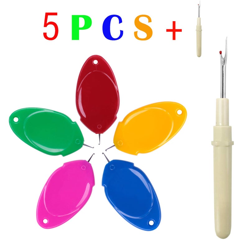 meeggrace Needle Threader, Small Needle Eye Threader Tool, Easy Threader for Machine and Hand Sewing, Fast and Precise Threading, Ideal for Needlework, with Transparent Box, 5 Colors in A Box(6PCS) - Image 3