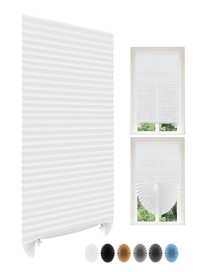 Maritown Paper Blinds Temporary Window Blinds Light Filtering No Drill Stick on Cut to Size Cordless Self Adhesive Pleated Shades for Kitchen Bathroom Windows Doors (1, White, WxH 24x59 in) - Image 1