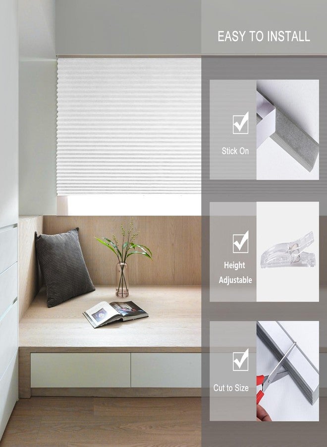 Maritown Paper Blinds Temporary Window Blinds Light Filtering No Drill Stick on Cut to Size Cordless Self Adhesive Pleated Shades for Kitchen Bathroom Windows Doors (1, White, WxH 24x59 in) - Image 4