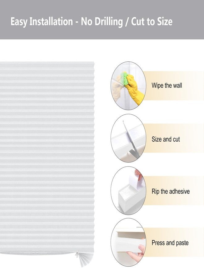 Maritown Paper Blinds Temporary Window Blinds Light Filtering No Drill Stick on Cut to Size Cordless Self Adhesive Pleated Shades for Kitchen Bathroom Windows Doors (1, White, WxH 24x59 in) - Image 3