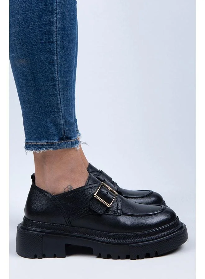 Manijero  Gloria Women's Genuine Leather Loafer with Belted Buckle, Black Shoes. for Women | Best Price UAE
