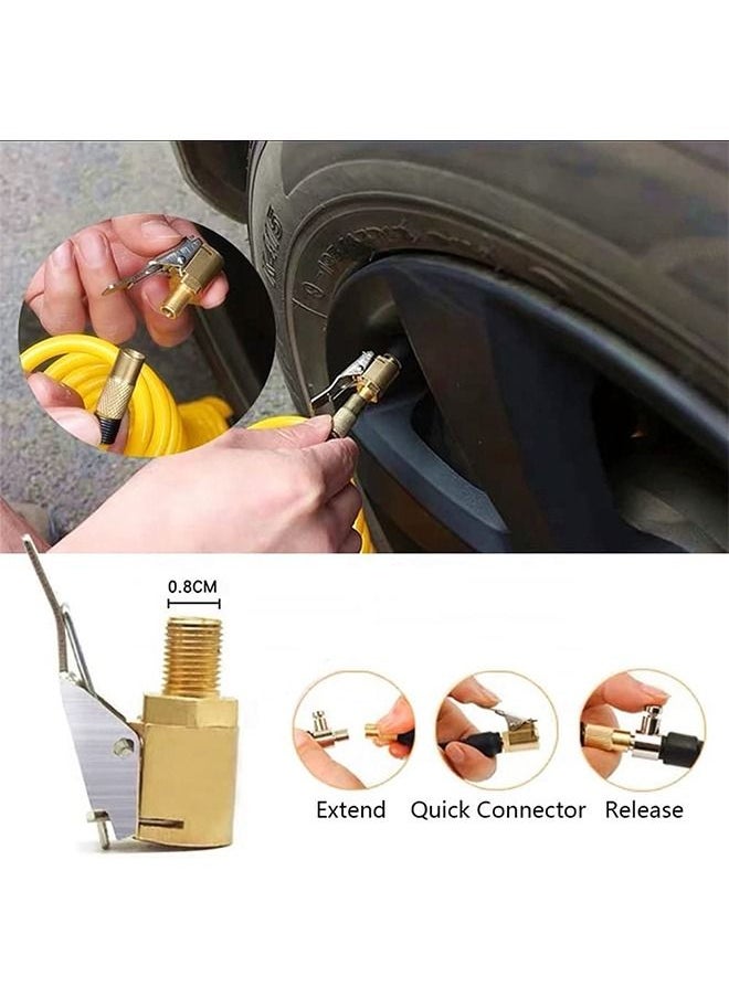 MVAQKLM  - 5Pcs Tire Air Chuck with Clip Adapter Automotive Tire Inflation Valve Connector Brass Locking Tire Inflator Air Chuck Adapter Connector Inflator Compressor Pump Attachment Accessory Tool - Image 1