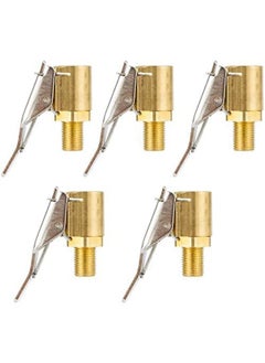 5Pcs Tire Air Chuck with Clip Adapter Automotive Tire Inflation Valve Connector Brass Locking Tire Inflator Air Chuck Adapter Connector Inflator Compressor Pump Attachment Accessory Tool