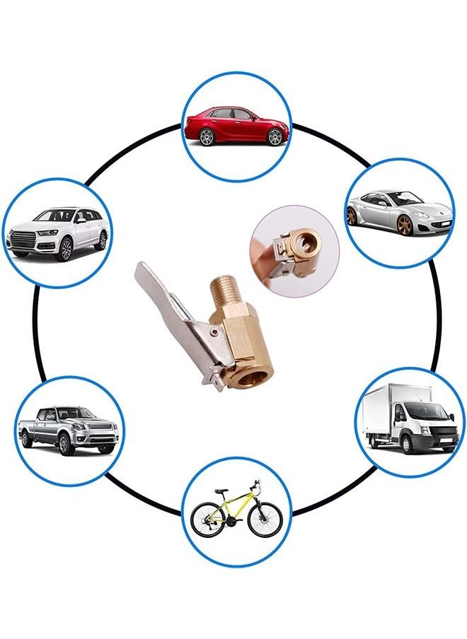 MVAQKLM  - 5Pcs Tire Air Chuck with Clip Adapter Automotive Tire Inflation Valve Connector Brass Locking Tire Inflator Air Chuck Adapter Connector Inflator Compressor Pump Attachment Accessory Tool - Image 1