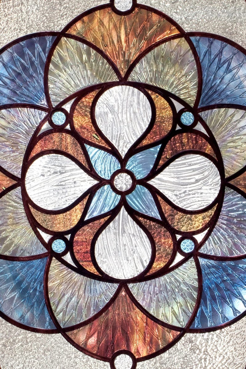 Artscape Venice Amber Accent | Window Privacy Film Stained Glass Pattern | Non-Adhesive & UV Protection | Easy to Apply & Removable | 12 x 12 inches | Made in USA - Image 2