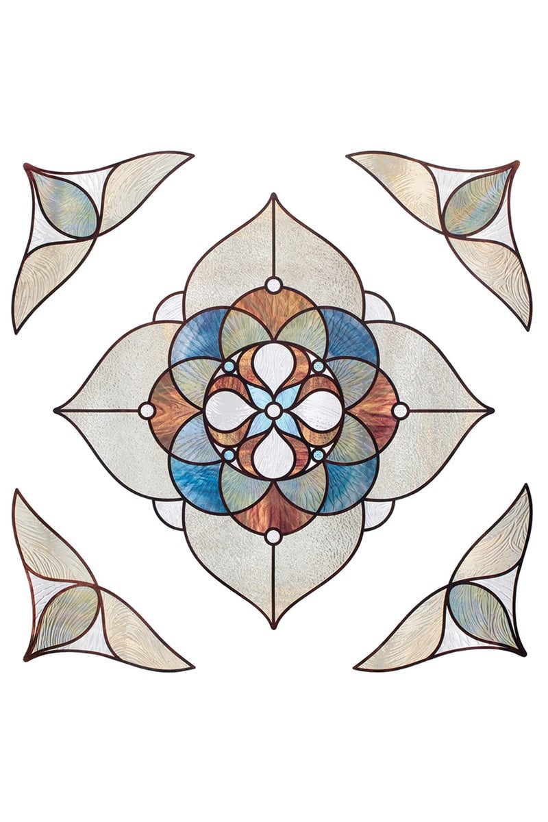 Artscape Venice Amber Accent | Window Privacy Film Stained Glass Pattern | Non-Adhesive & UV Protection | Easy to Apply & Removable | 12 x 12 inches | Made in USA - Image 3