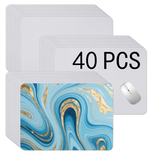 OKBA 40 PCS White Mouse Pad 3mm Thick for Heat Press Printing,Bulk Mousepad Blanks for Heat Transfer Crafts 22x18x0.3CM - Image 1