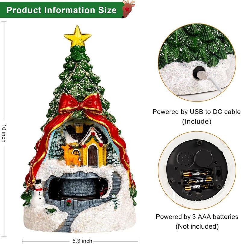 ZQQLITE Animated Collection Figurines Musical Christmas Tree Spinning Train Deer Snowman with Rotating Train, Lighted Christmas Collection Figurines for Home Tabletop Decorations Ornaments Gifts - Image 5