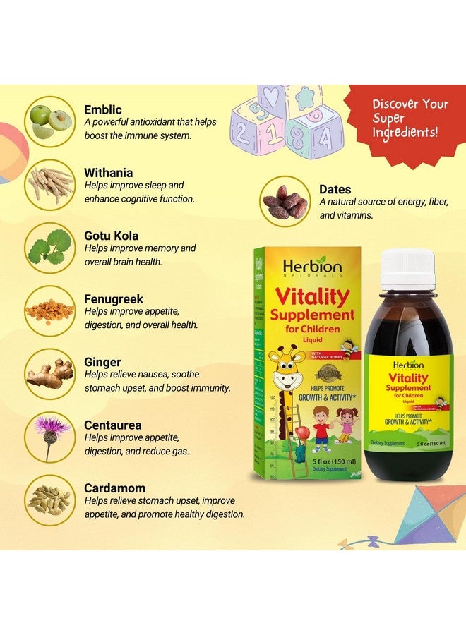 HERBION Naturals Vitality Supplement for Children, Promotes Growth and Appetite, Relieves Fatigue, Improves Mental & Physical Performance, for Kids 1 Year & Above, 5 Fl Oz (Pack of 1) - Image 3