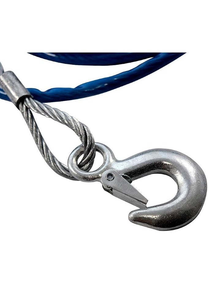 Heavy-Duty 6-Ton Car Towing Cable, 4-Meter Steel Wire Rope with Dual Forged Hooks, 10mm Diameter Emergency Towing Strap for Cars and SUVs - Image 2