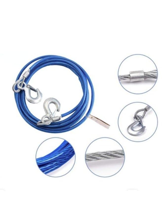 Heavy-Duty 6-Ton Car Towing Cable, 4-Meter Steel Wire Rope with Dual Forged Hooks, 10mm Diameter Emergency Towing Strap for Cars and SUVs - Image 5
