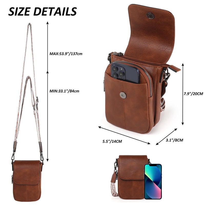 TANTOMI Small Crossbody Bags for Women, Small Purses with Card Slots Cell Phone Purse Wide Adjustable Strap (Brown) - Image 4