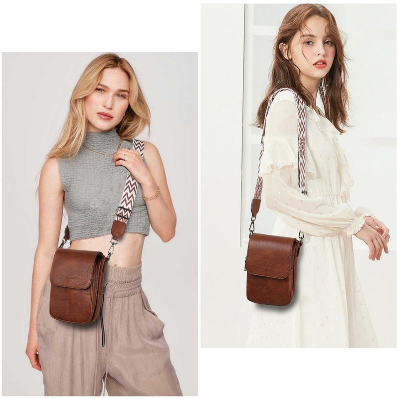 TANTOMI Small Crossbody Bags for Women, Small Purses with Card Slots Cell Phone Purse Wide Adjustable Strap (Brown) - Image 2