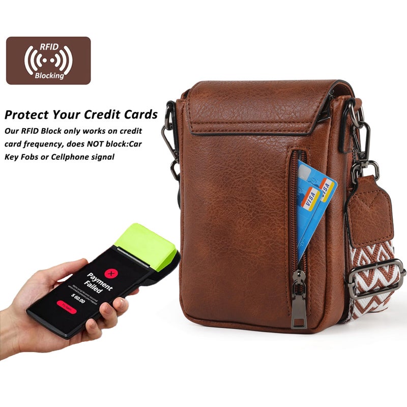 TANTOMI Small Crossbody Bags for Women, Small Purses with Card Slots Cell Phone Purse Wide Adjustable Strap (Brown) - Image 3