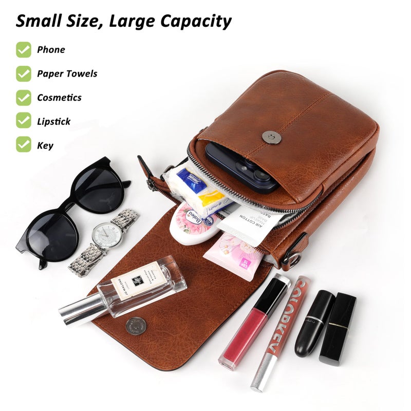 TANTOMI Small Crossbody Bags for Women, Small Purses with Card Slots Cell Phone Purse Wide Adjustable Strap (Brown) - Image 5