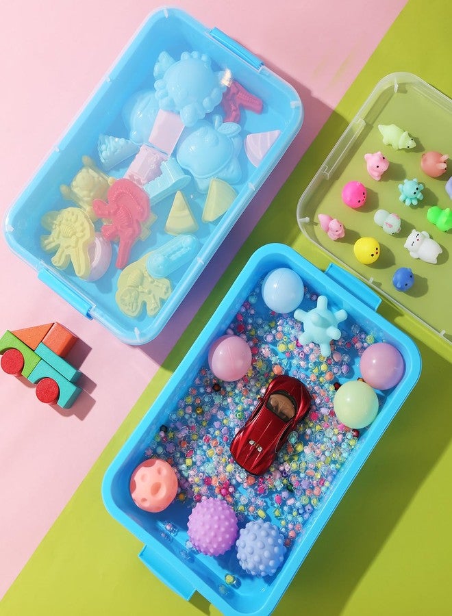 AtMini Sensory Bin Sand Tray with Lid for Toddlers 2 Pcs 15in Portable Sandbox Toy Large Plastic Tray for Kids 3 4 5 6 Fill with Sand, Water, Beads, and More (2 Blue) - Image 5