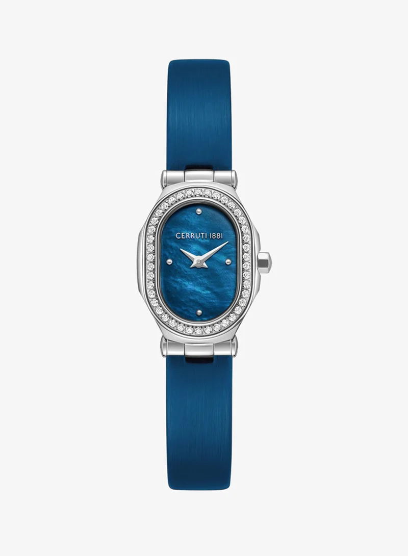 شيروتي 1881 Aosta Blue Mother of Pearl Dial Leather Strap Analog Watch for Women 19mm