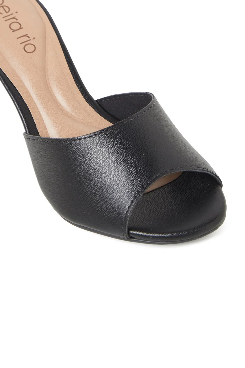 Beira Rio  BEIRA RIO Mid Heel Sandals for Ladies – BLACK Sandals with Slip On | Comfortable PU Upper & TPR Sole for Women | Best Price UAE
