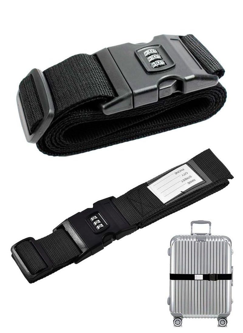 Travelling Luggage Strap With Modern Password Security Lock And ID Identifier Label for Suitcases Trolleys Bags and All kind of Luggage, Heavy Duty Adjustable Luggage Strap Waterproof and Dustproof - Image 1