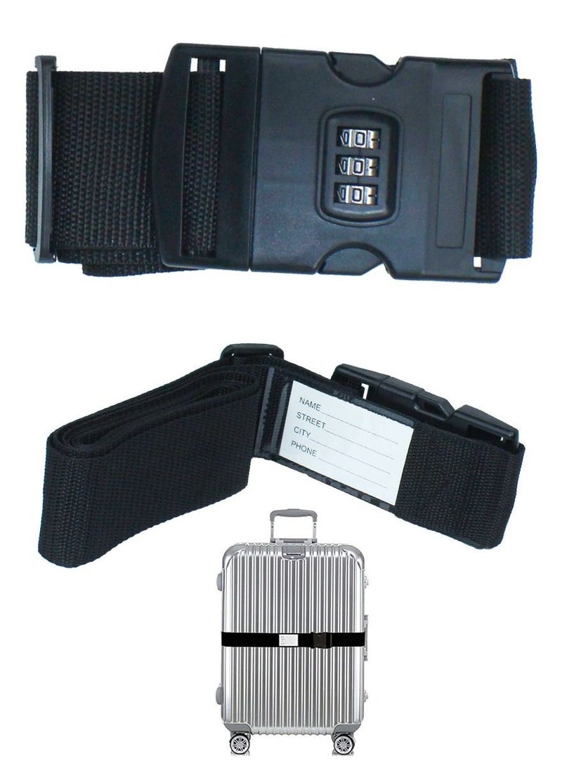 Travelling Luggage Strap With Modern Password Security Lock And ID Identifier Label for Suitcases Trolleys Bags and All kind of Luggage, Heavy Duty Adjustable Luggage Strap Waterproof and Dustproof - Image 4