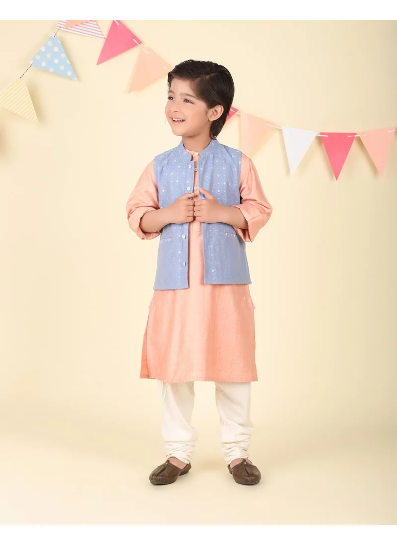 فاب انديا Orange Viscose Blend Cutwork 2Pc Kurta Set