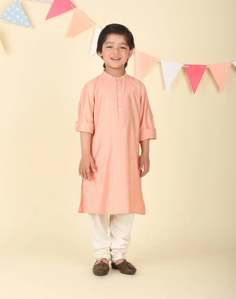 Fabindia Orange Viscose Blend Cutwork 2Pc Kurta Set