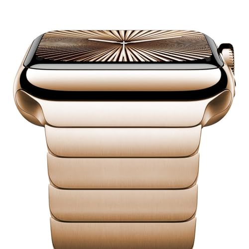 Wingle Stainless Steel Band for Apple Watch Band Series 11 10 46mm Ultra 3/2/1 49mm 45mm 44mm 42mm SE 3/2/1 Series 9 8 7 6 5 4 3 2 1 Men Elegant Business Metal Bands Apple Watch Bracelet,Original Gold - Image 4